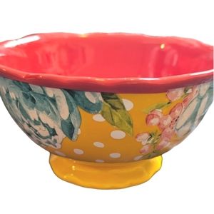 Pioneer Woman Bowl, Stoneware Blossom Jubilee Yellow 6" Footed Bowl